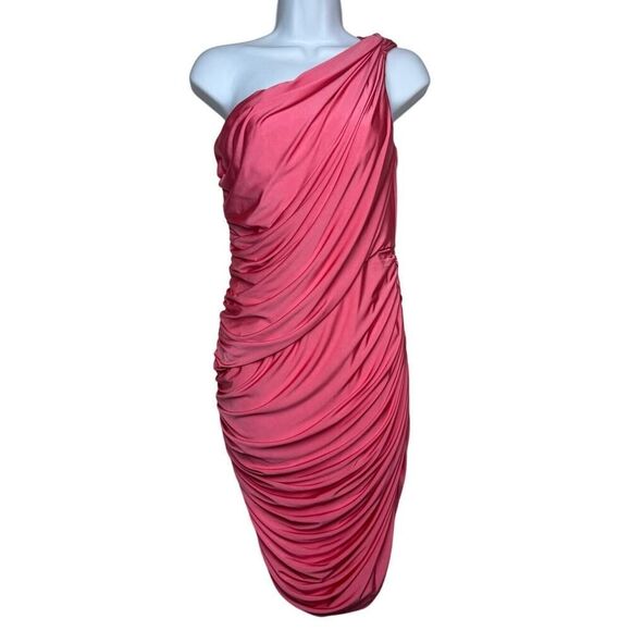 Tadashi Shoji Pink Ruched One Shoulder Mini Dress NWT Sz. PM - Picture 1 of 9